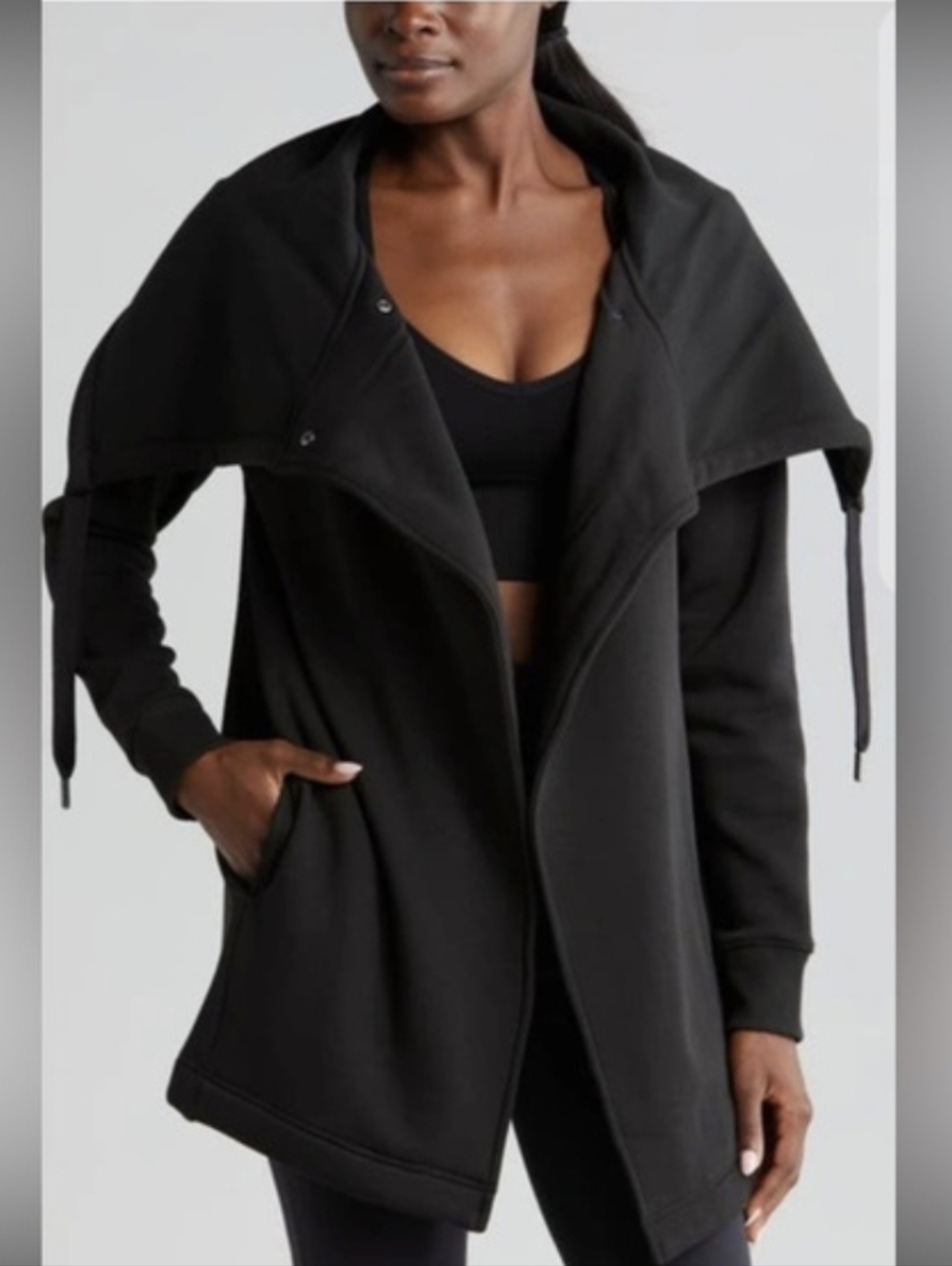 Zella Amazing Cozy Wrap Jacket In Black